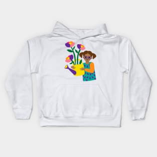 Watering Can Flowers Kids Hoodie